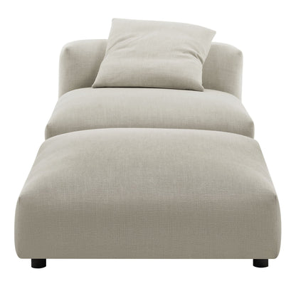 Solace  Modular Upholstered Fabric Armless Chair and Ottoman Set