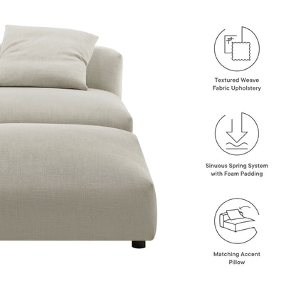 Solace  Modular Upholstered Fabric Armless Chair and Ottoman Set