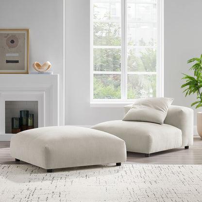 Solace  Modular Upholstered Fabric Armless Chair and Ottoman Set