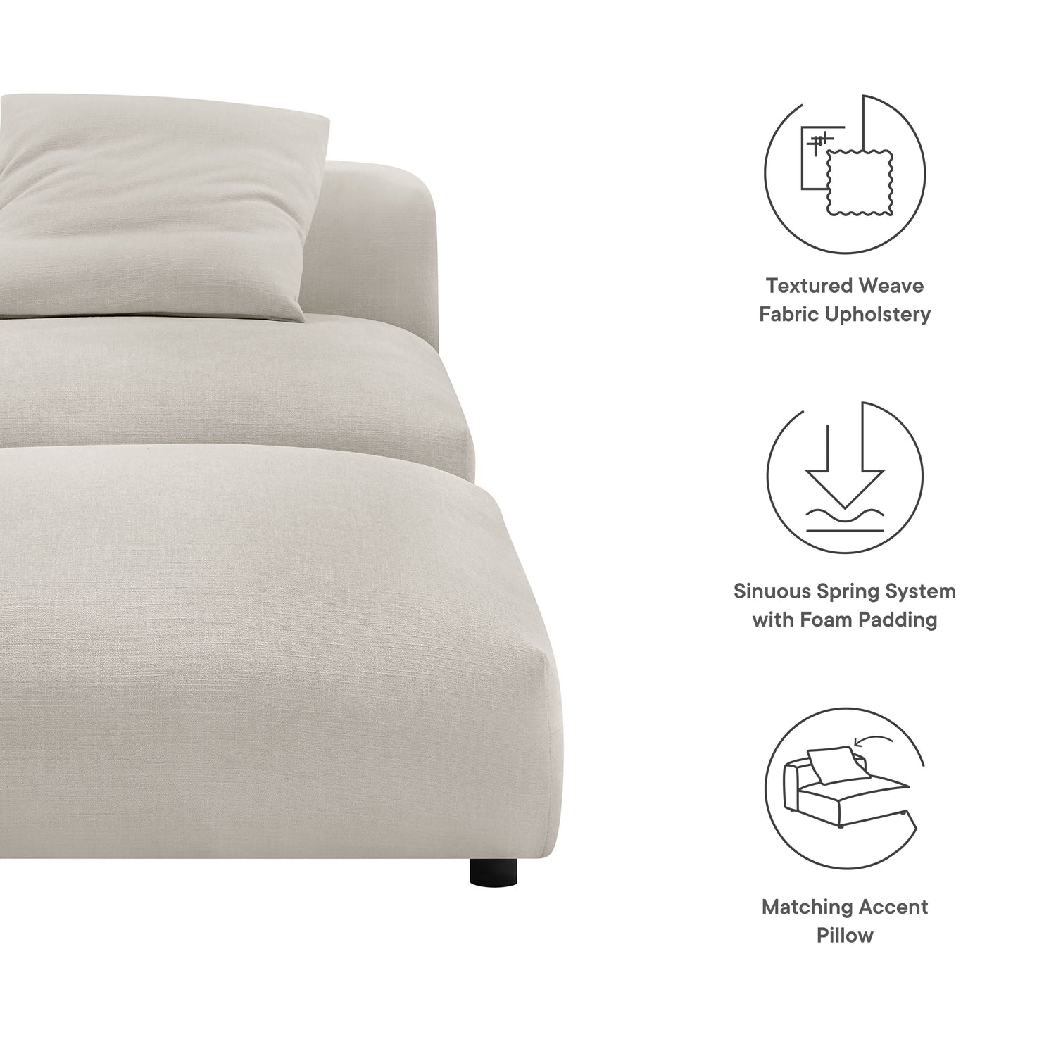 Solace  Modular Upholstered Fabric Armless Chair and Ottoman Set