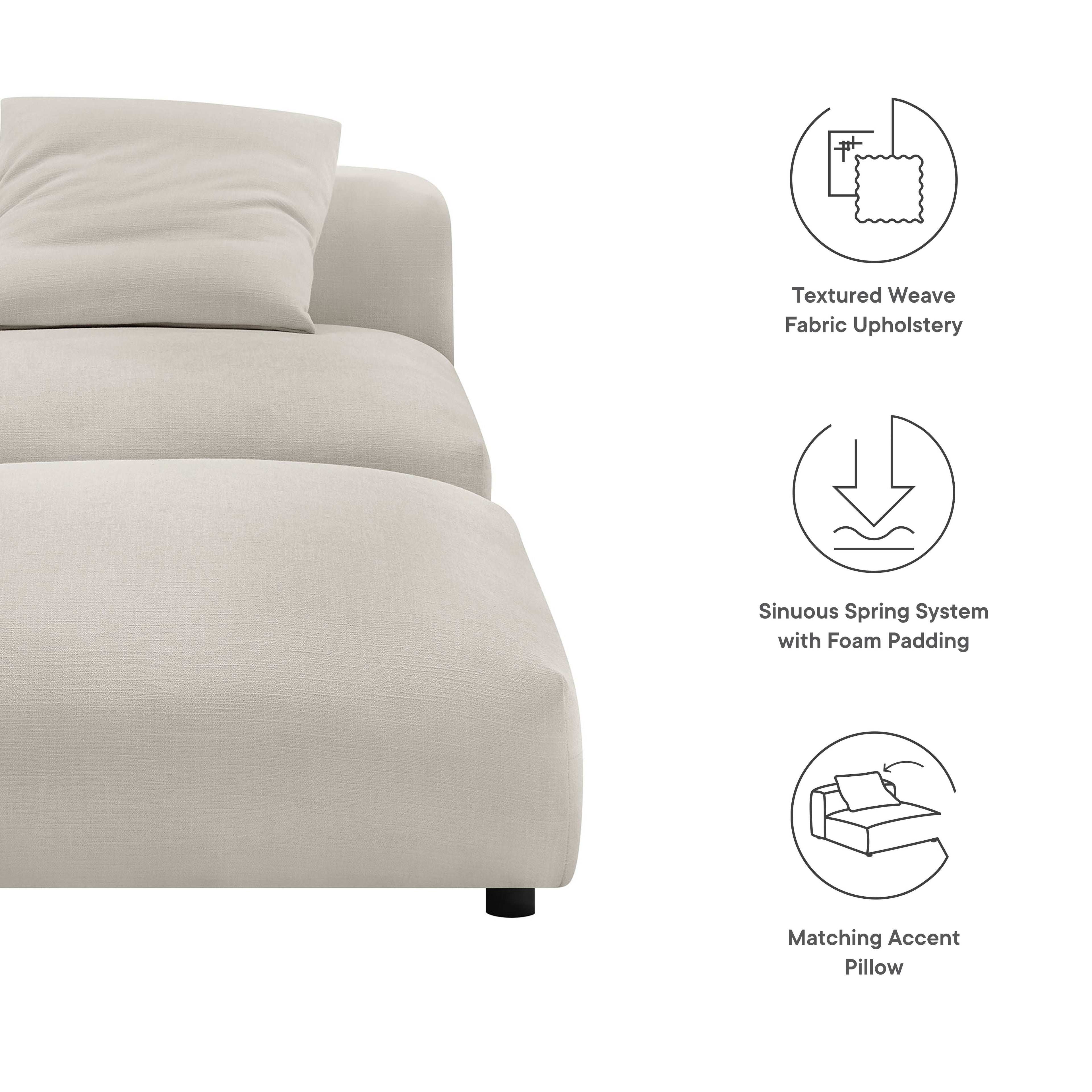Solace  Modular Upholstered Fabric Armless Chair and Ottoman Set
