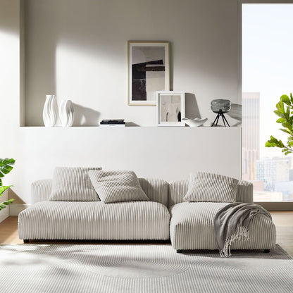 Solace 2-Piece Modular Corduroy Upholstered Sectional Sofa With Chaise