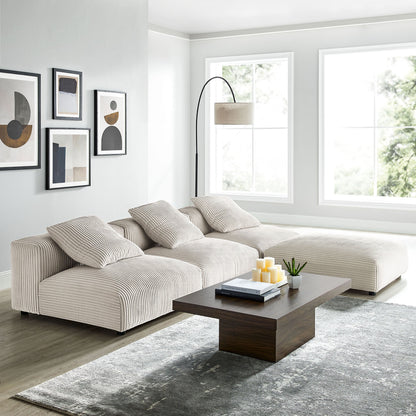 Solace 4-Piece Modular Corduroy Upholstered Sectional Sofa by Modway