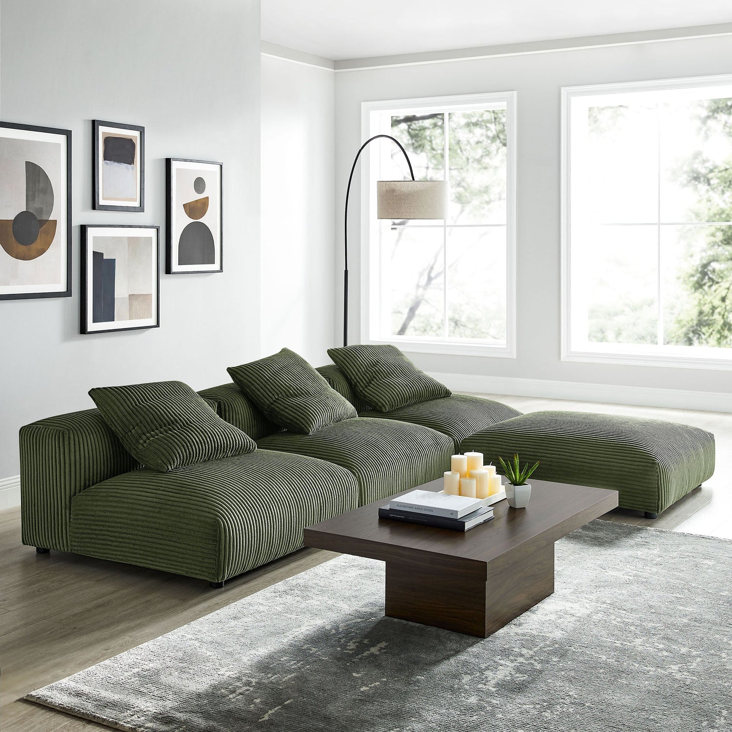 Solace 4-Piece Modular Corduroy Upholstered Sectional Sofa by Modway