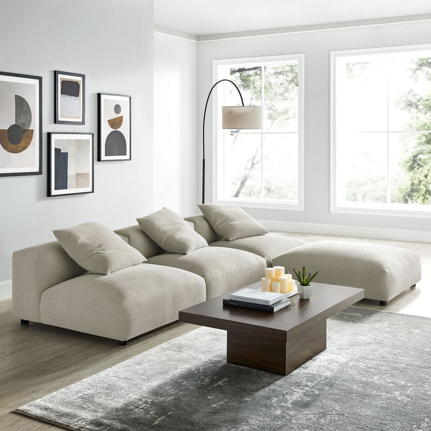 Solace 4-Piece Modular Upholstered Fabric Sectional Sofa by Modway