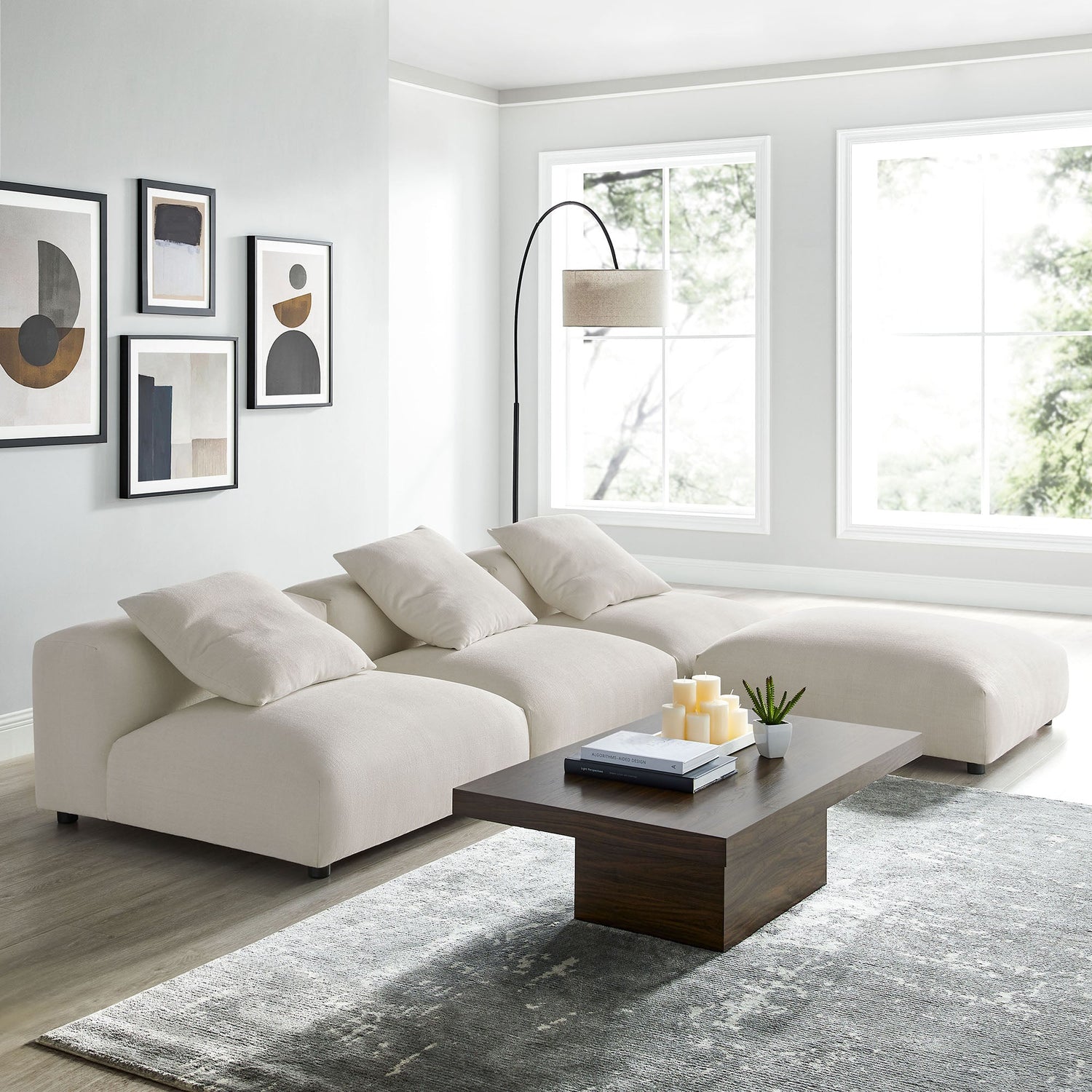 Solace 4-Piece Modular Upholstered Fabric Sectional Sofa by Modway
