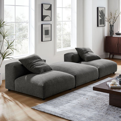 Solace 3-Piece Modular Upholstered Fabric Sectional Sofa