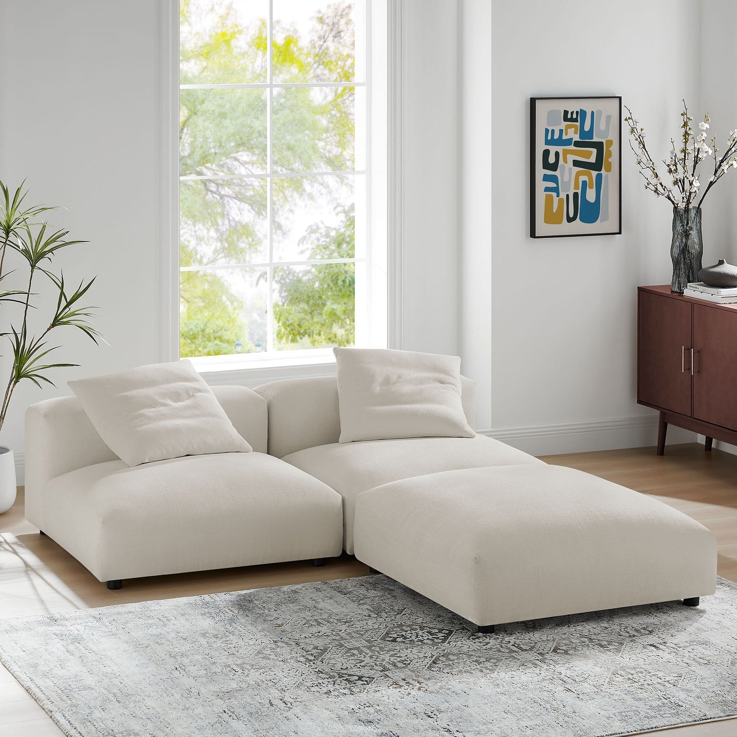 Solace 3-Piece Modular Upholstered Fabric Sectional Sofa