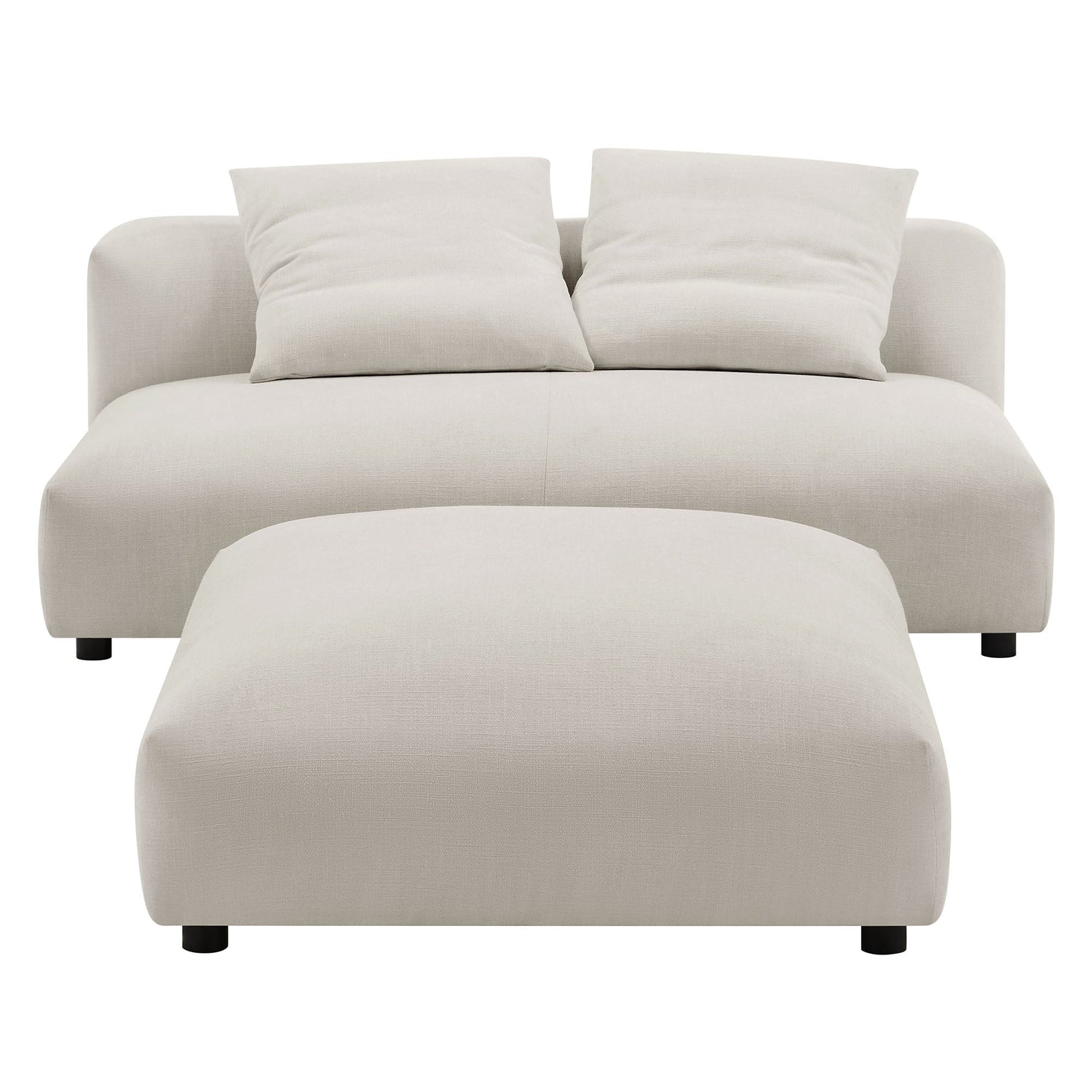 Solace Modular Upholstered Fabric Armless Loveseat and Ottoman Set By HouseBean