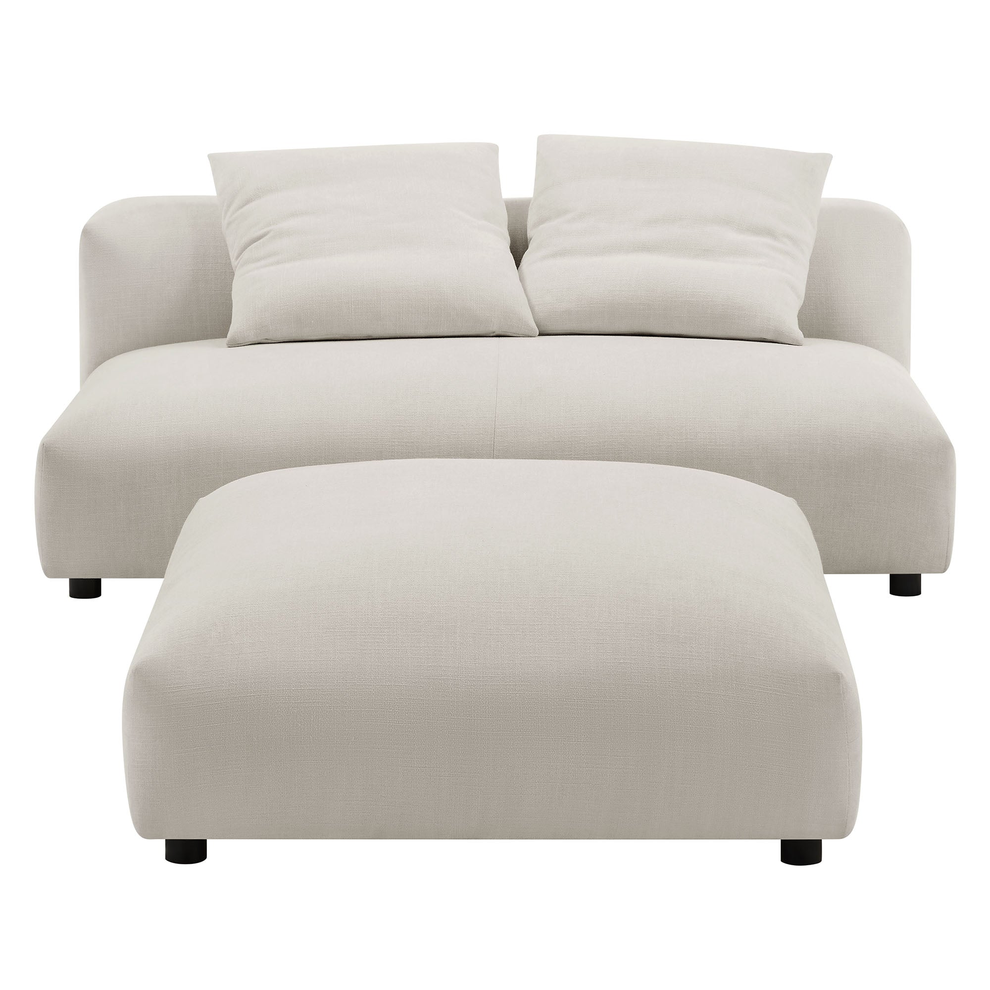 Solace Modular Upholstered Fabric Armless Loveseat and Ottoman Set By HouseBean