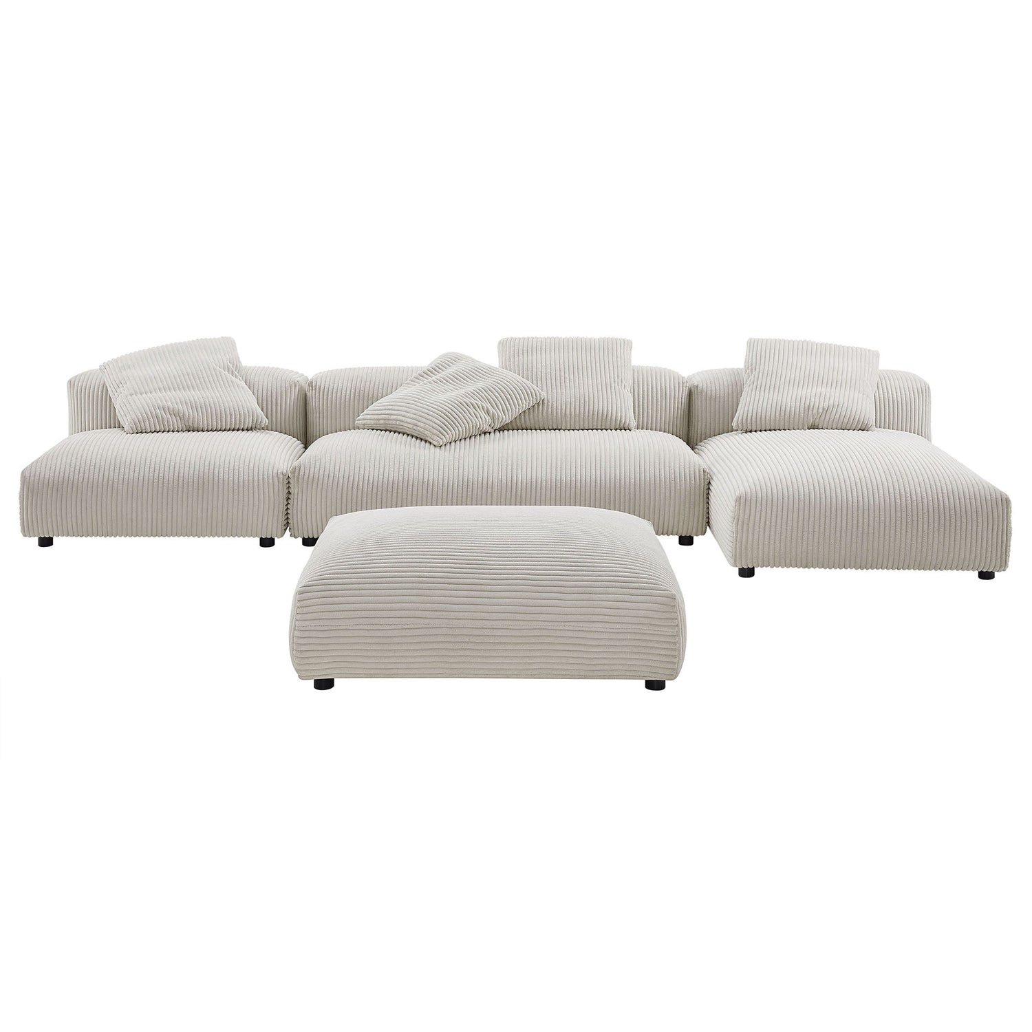 Solace 4-Piece Modular Corduroy Upholstered Sectional Sofa With Ottoman by Modway