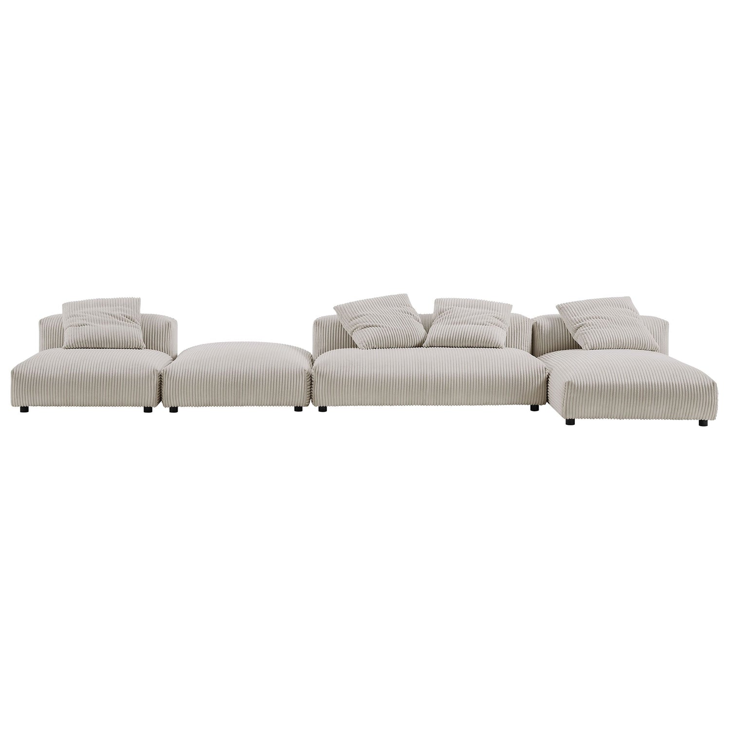 Solace 4-Piece Modular Corduroy Upholstered Sectional Sofa With Ottoman by Modway