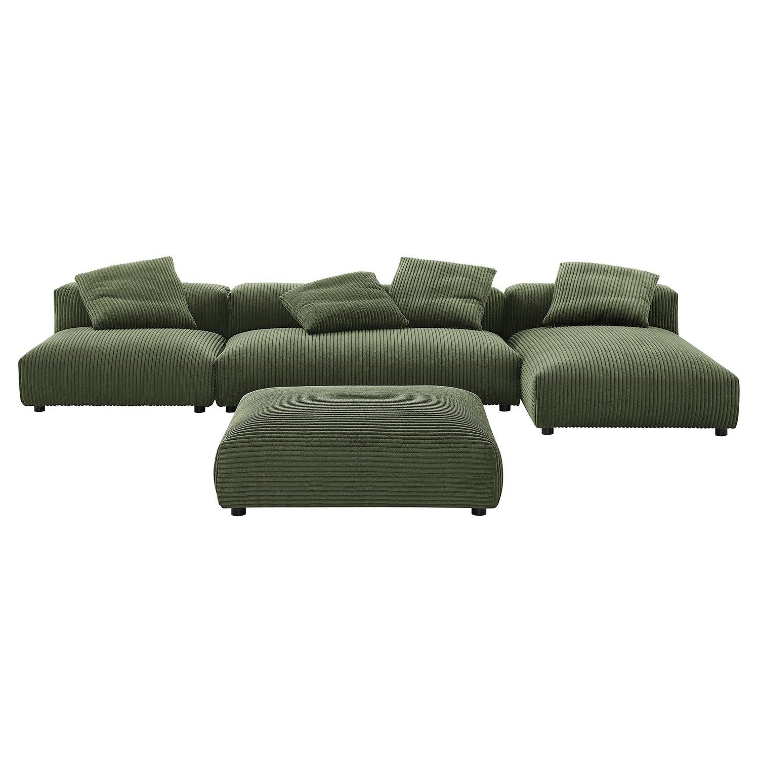 Solace 4-Piece Modular Corduroy Upholstered Sectional Sofa With Ottoman by Modway