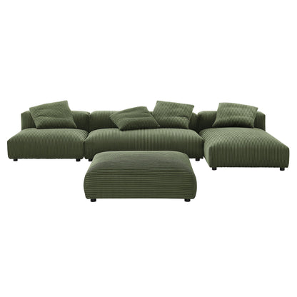 Solace 4-Piece Modular Corduroy Upholstered Sectional Sofa With Ottoman by Modway