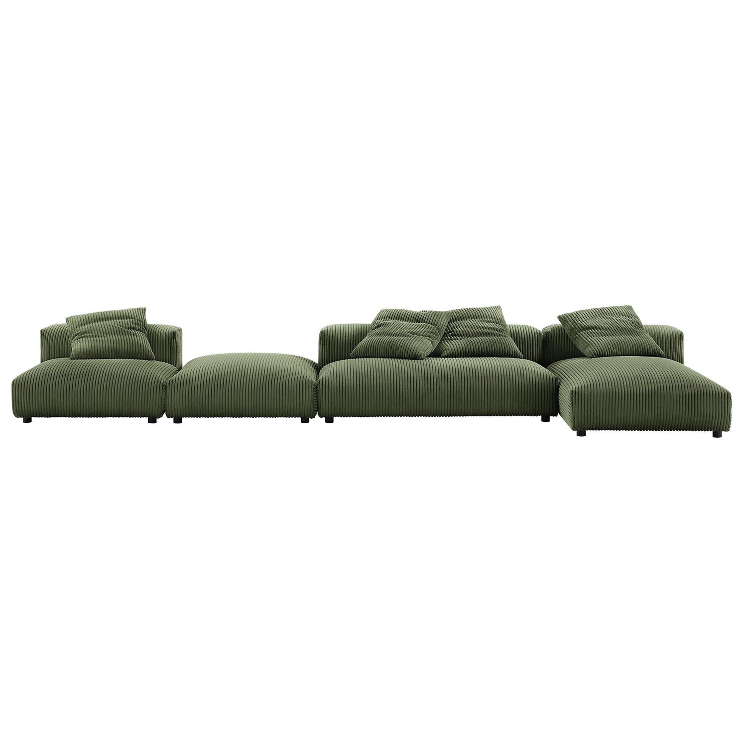 Solace 4-Piece Modular Corduroy Upholstered Sectional Sofa With Ottoman by Modway