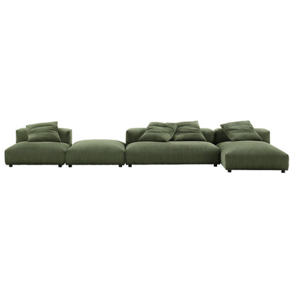 Solace 4-Piece Modular Corduroy Upholstered Sectional Sofa With Ottoman by Modway