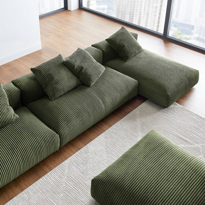 Solace 4-Piece Modular Corduroy Upholstered Sectional Sofa With Ottoman by Modway