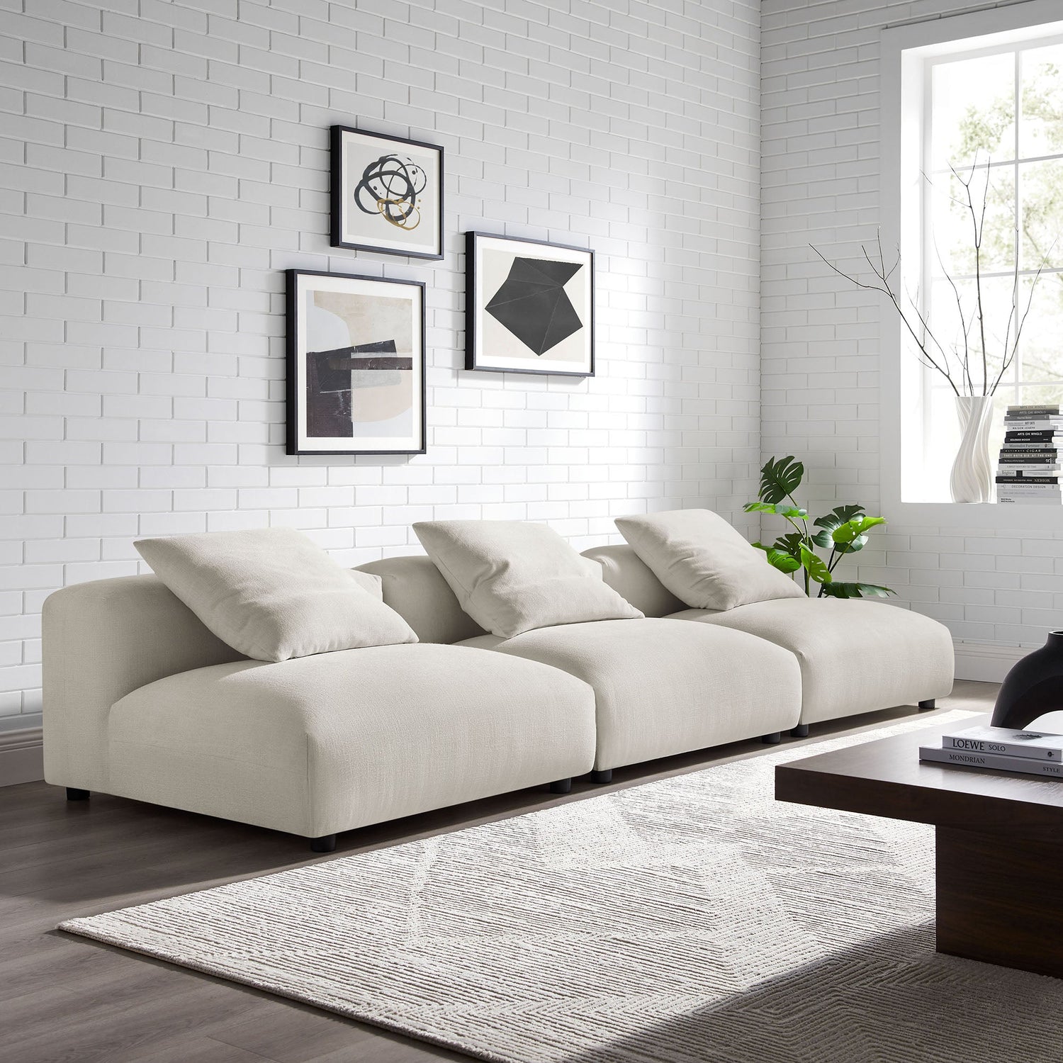 Solace 3-Piece Modular Upholstered Fabric Sofa