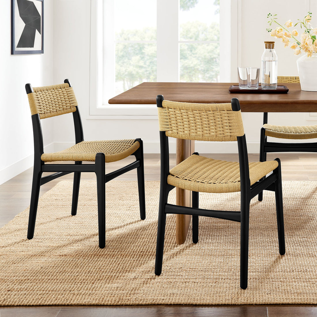 Wynn Rope and Wood Dining Side Chairs Set of 2 by Modway