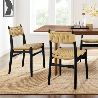 Wynn Rope and Wood Dining Side Chairs Set of 2 By HouseBean