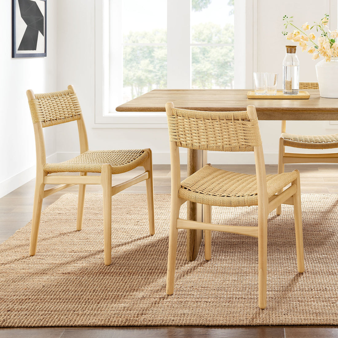 Wynn Rope and Wood Dining Side Chairs Set of 2 By HouseBean