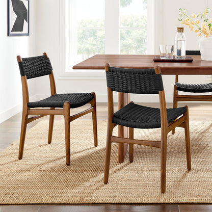 Wynn Rope and Wood Dining Side Chairs Set of 2 By HouseBean