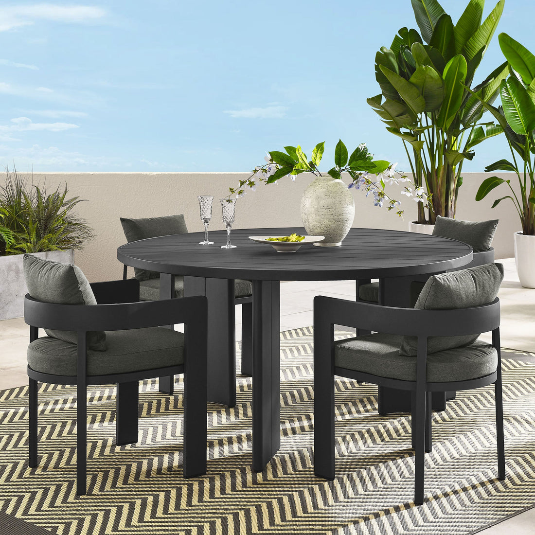 Tahoe 5-Piece Outdoor Patio Aluminum Dining Set by Modway