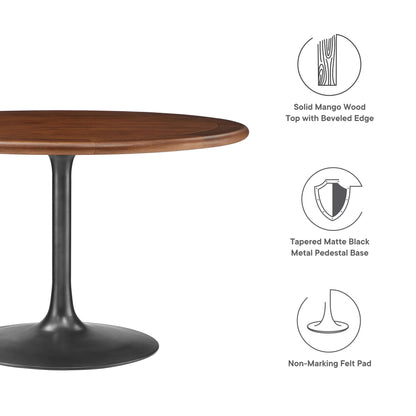 Lippa 48&quot; Round Pedestal Solid Wood and Metal Dining Table By HouseBean