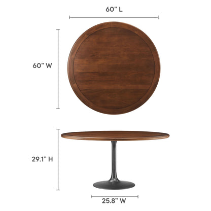 Lippa 60&quot; Round Pedestal Solid Wood and Metal Dining Table By HouseBean