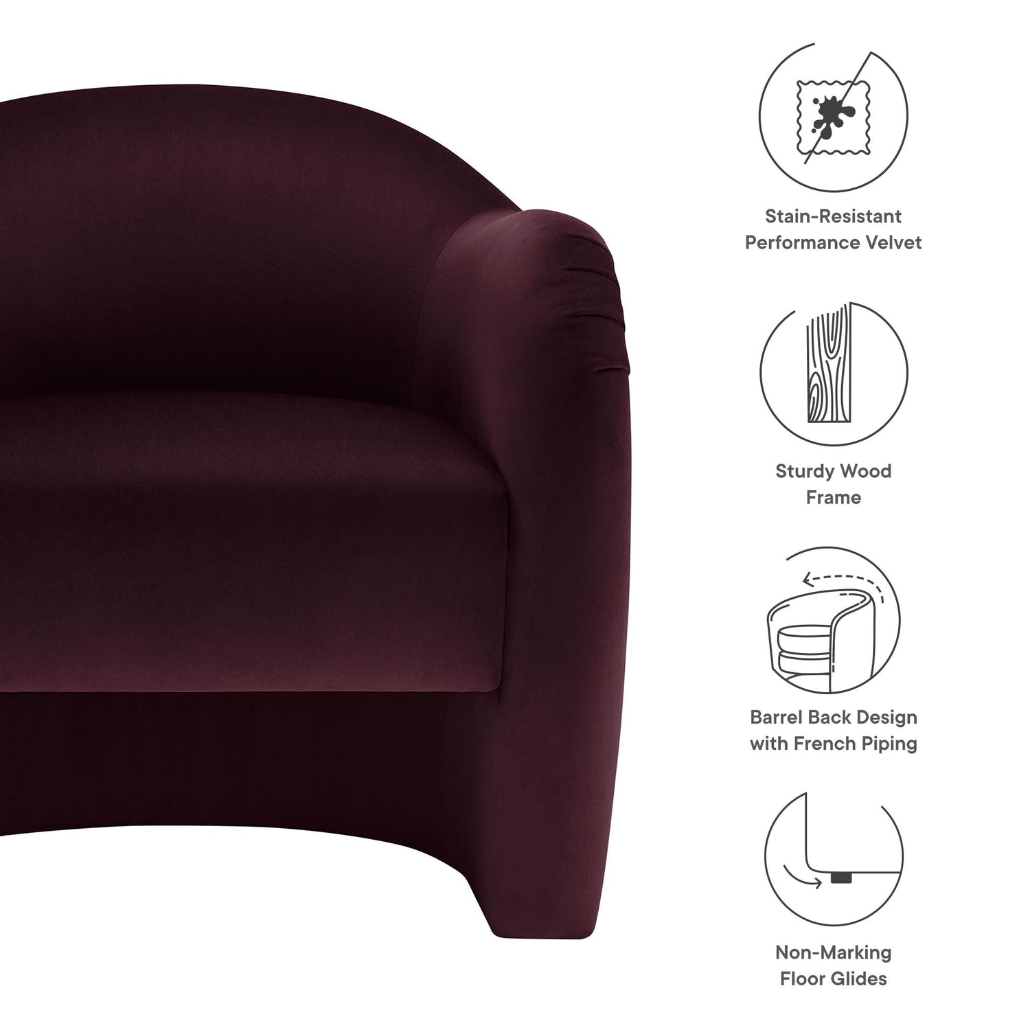 Compose Performance Velvet Accent Chair By HouseBean