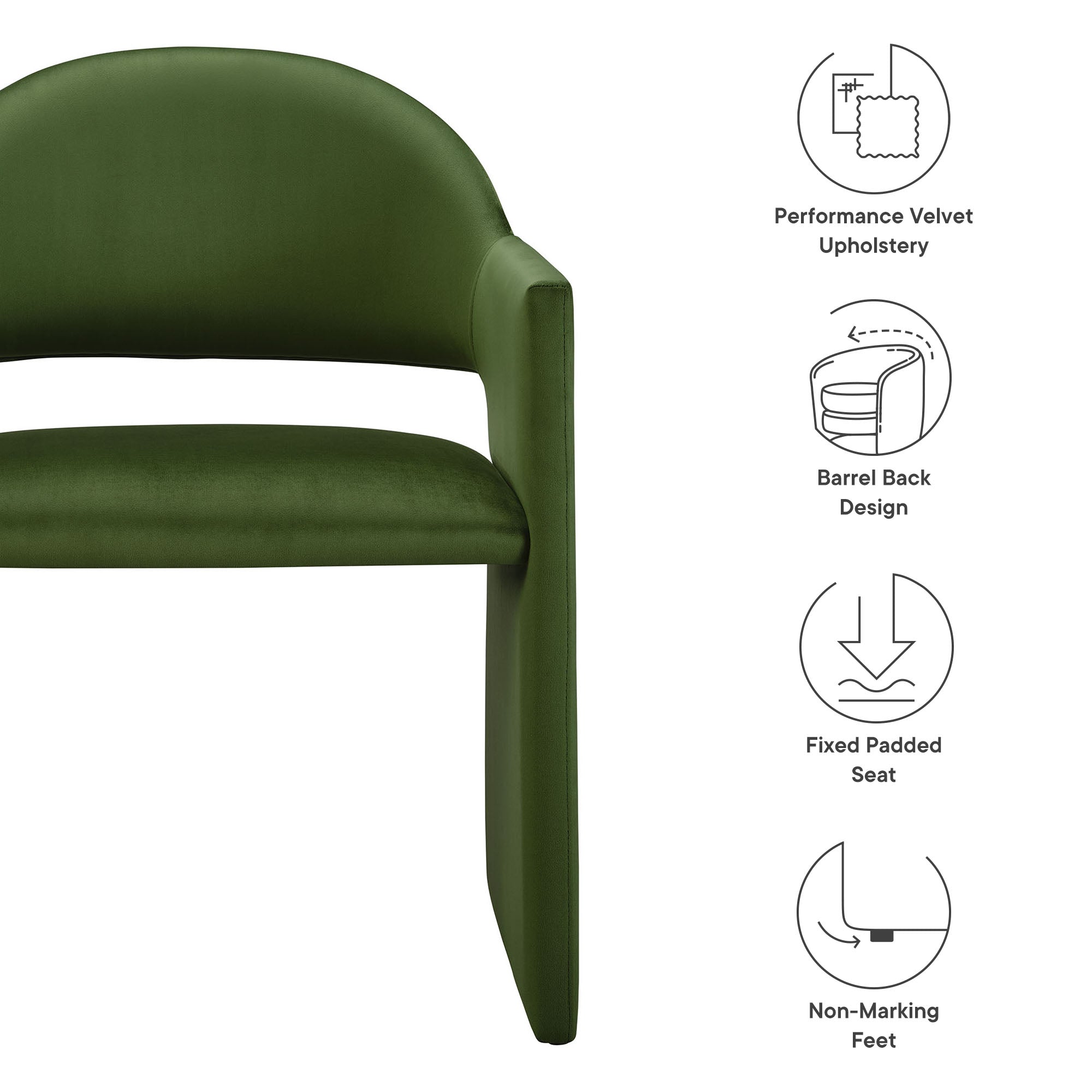 Talia Performance Velvet Dining Armchair By HouseBean