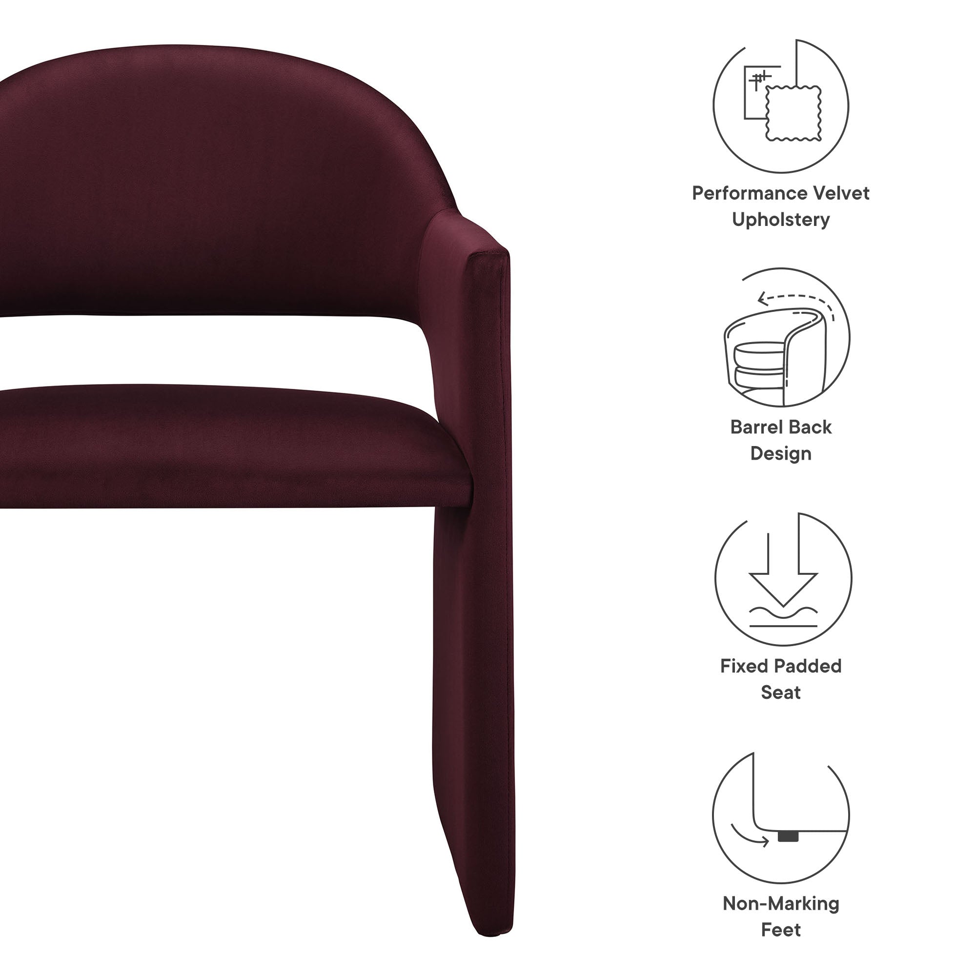 Talia Performance Velvet Dining Armchair By HouseBean