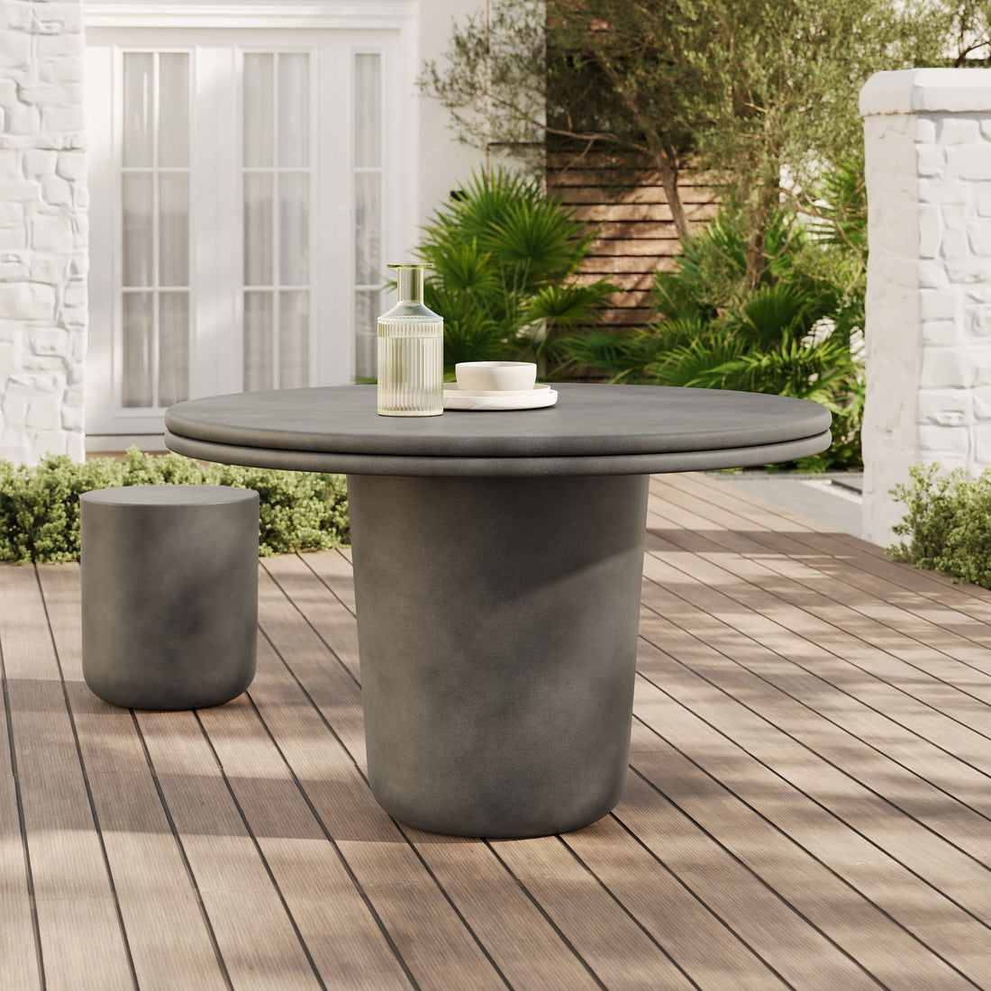 Brion 48&quot; Indoor - Outdoor Patio Concrete Round Dining Table by Modway