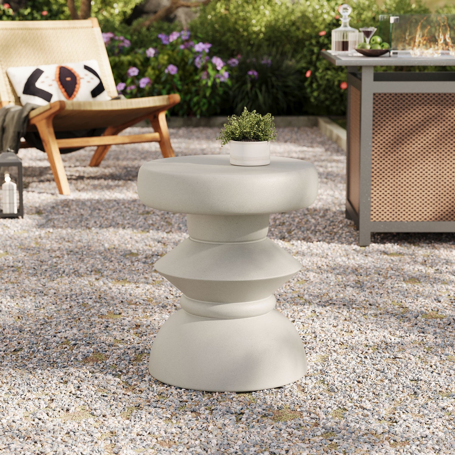 Terza Indoor - Outdoor Patio Concrete Side Table by Modway