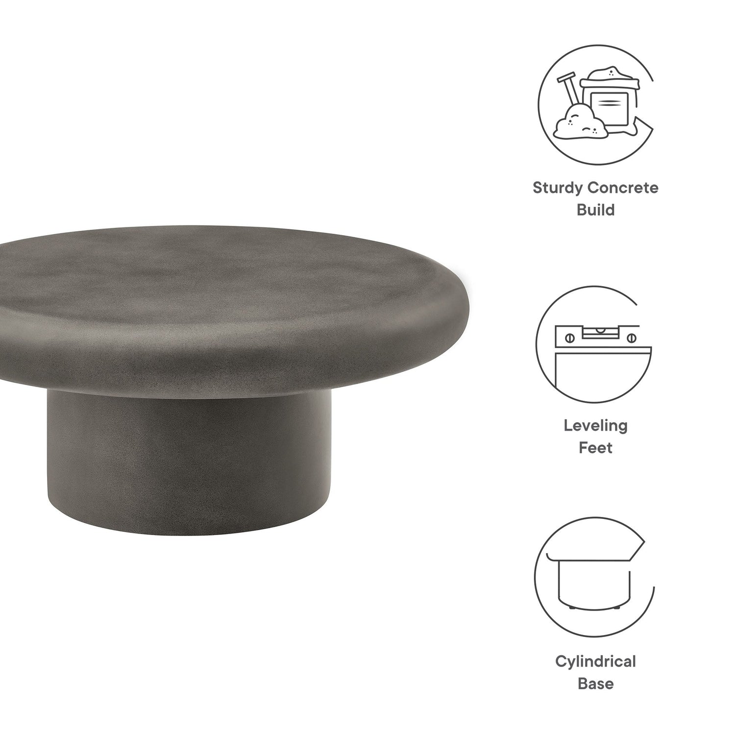 Argos Indoor - Outdoor Patio Concrete Round Coffee Table by Modway