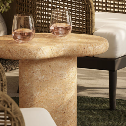 Elowen Indoor - Outdoor Patio Textured Faux Travertine Side Table by Modway