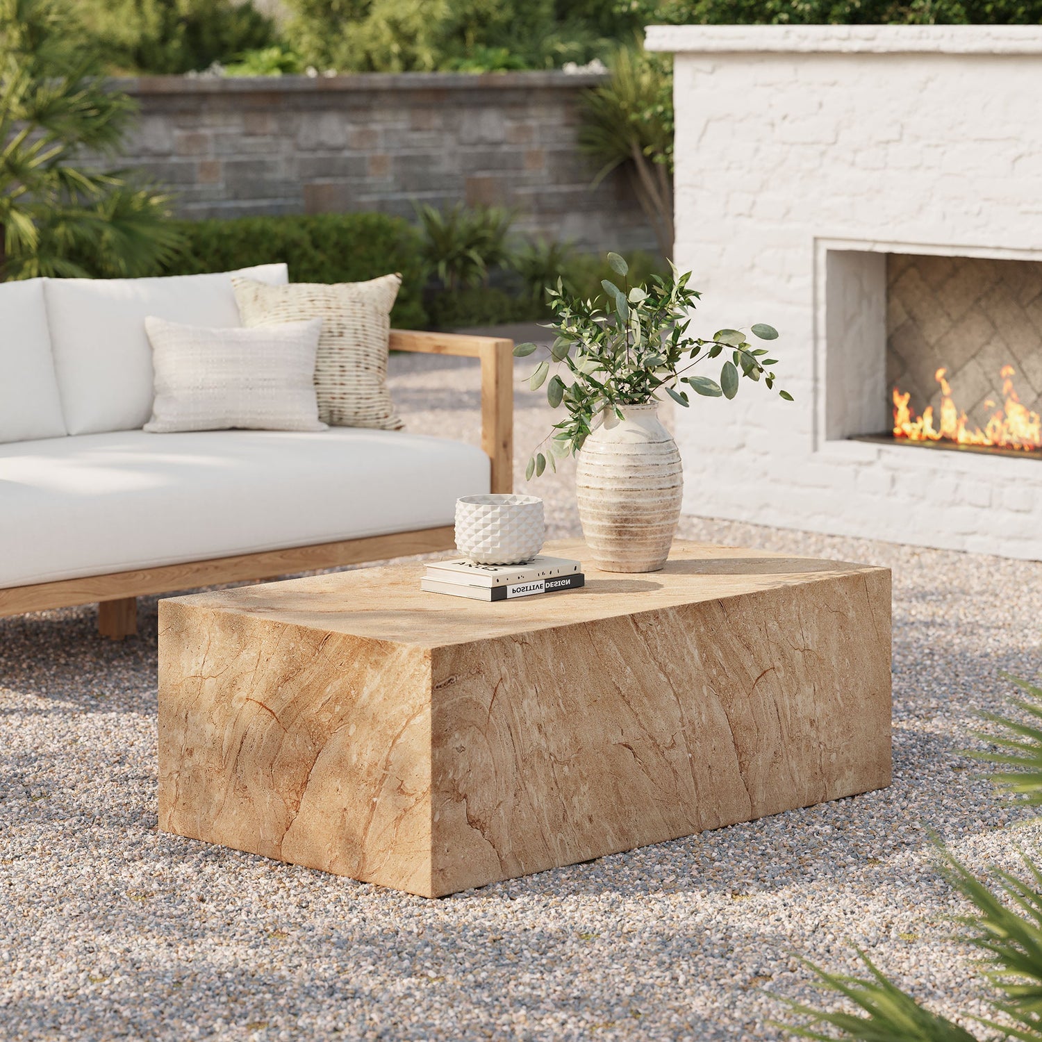 Jordana Square Plinth Indoor - Outdoor Patio Concrete Coffee Table by Modway