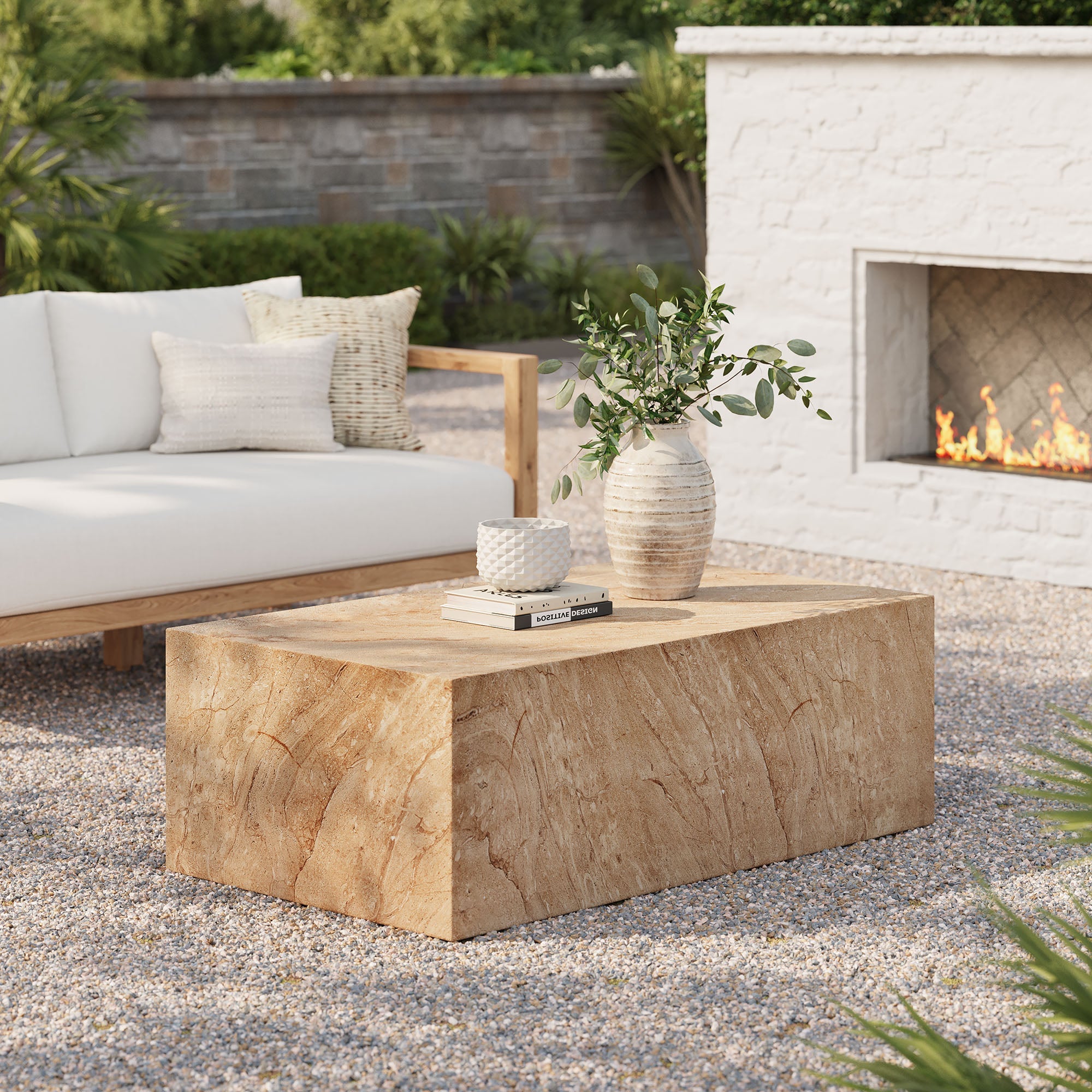 Jordana Square Plinth Indoor - Outdoor Patio Concrete Coffee Table by Modway