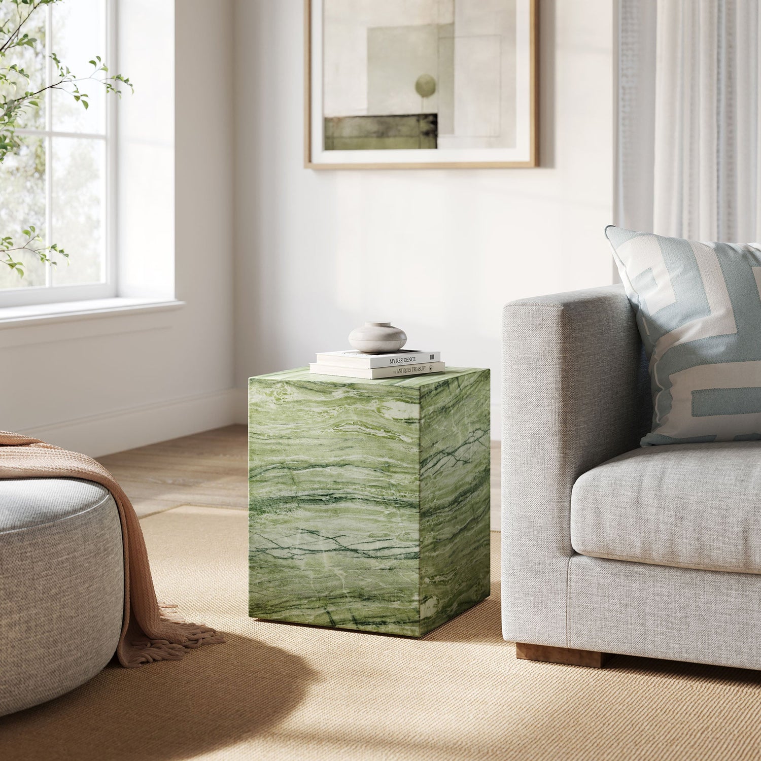 Jordana Square Plinth Indoor - Outdoor Patio Concrete Side Table by Modway