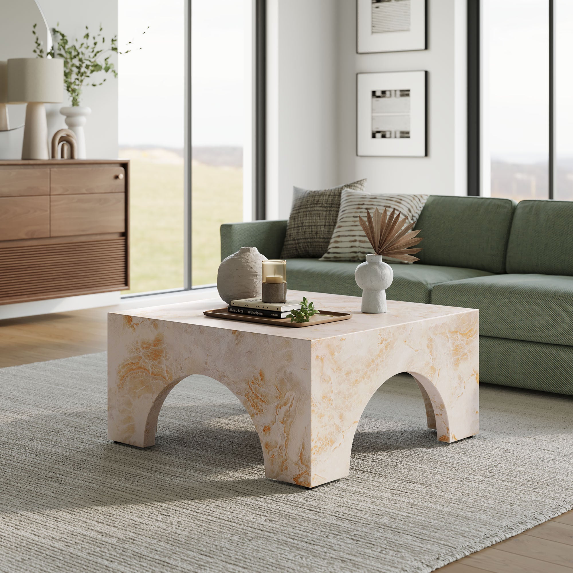 Valen Indoor - Outdoor Patio Arched Concrete Coffee Table by Modway