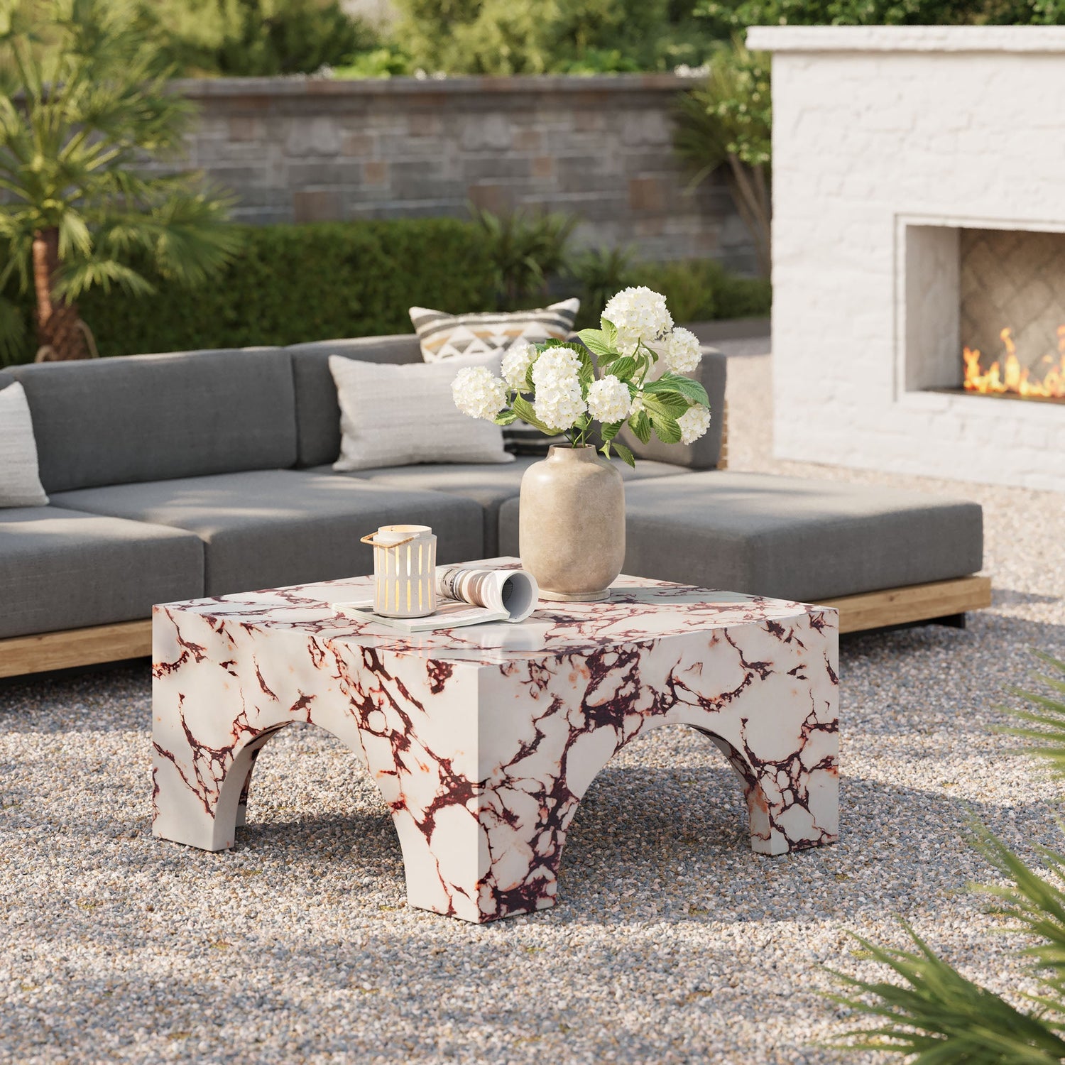 Valen Indoor - Outdoor Patio Arched Concrete Coffee Table by Modway