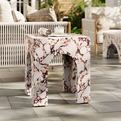 Valen Square Indoor - Outdoor Patio Arched Concrete Side Table by Modway