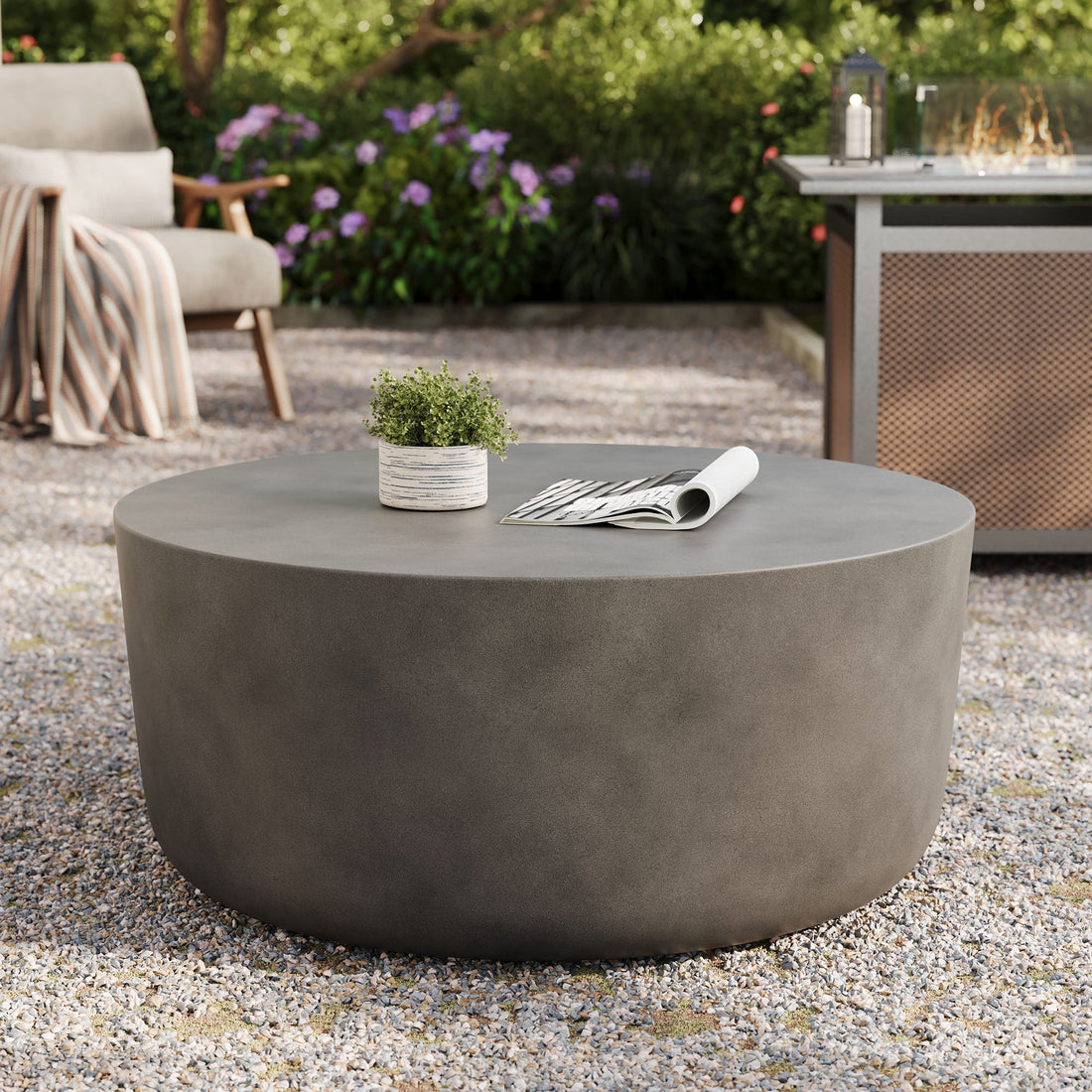 Brion Round Indoor - Outdoor Patio Concrete Coffee Table by Modway