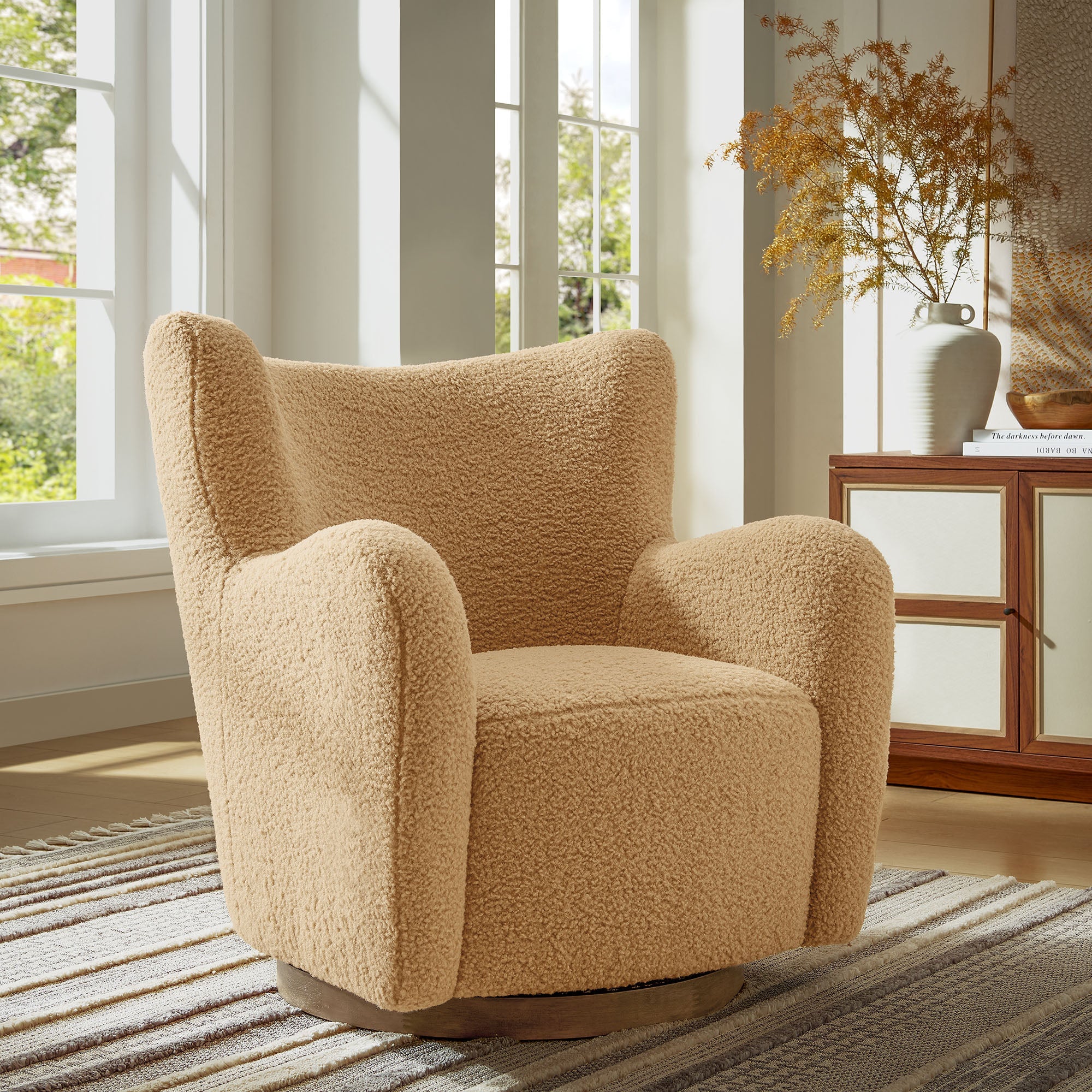 Montrose Wingback Sherpa Swivel Accent Chair by Modway