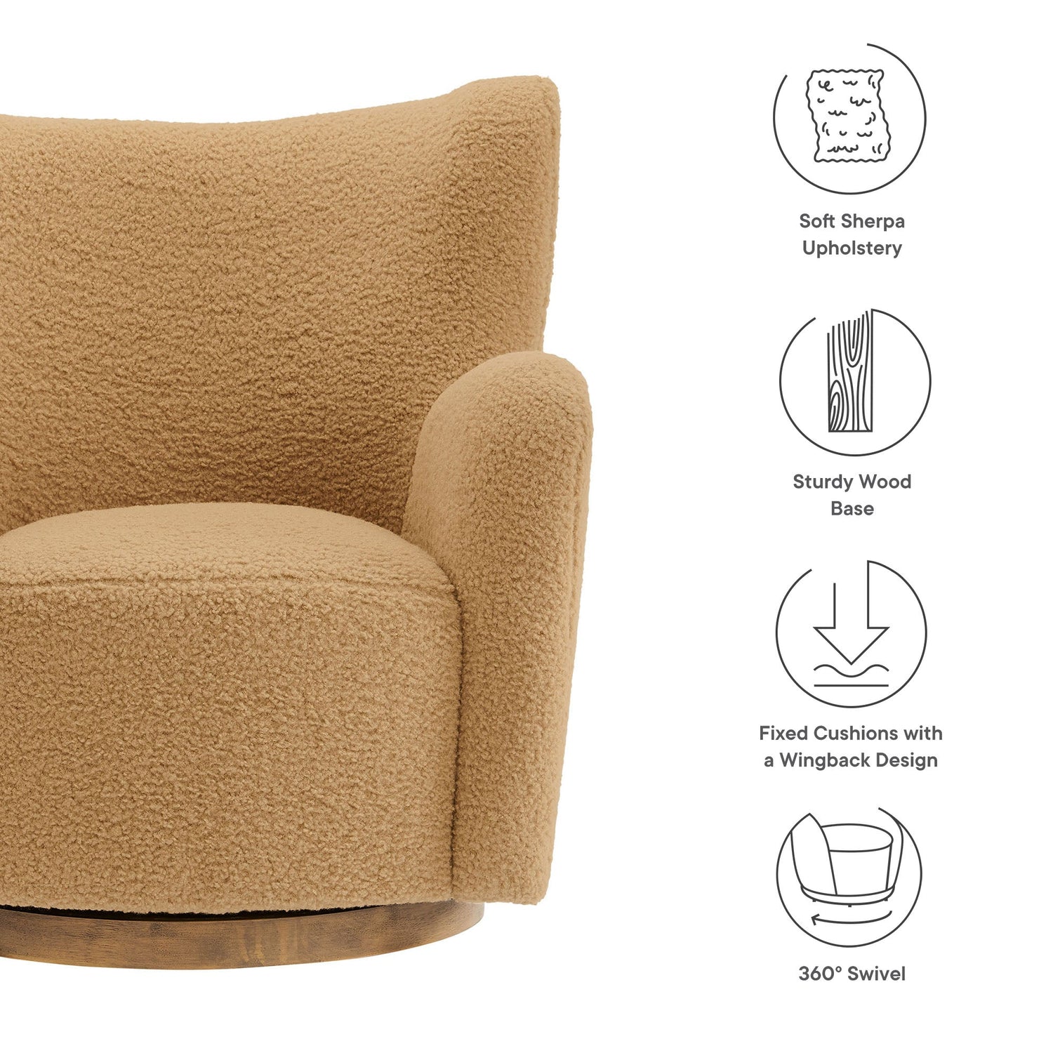 Montrose Wingback Sherpa Swivel Accent Chair by Modway