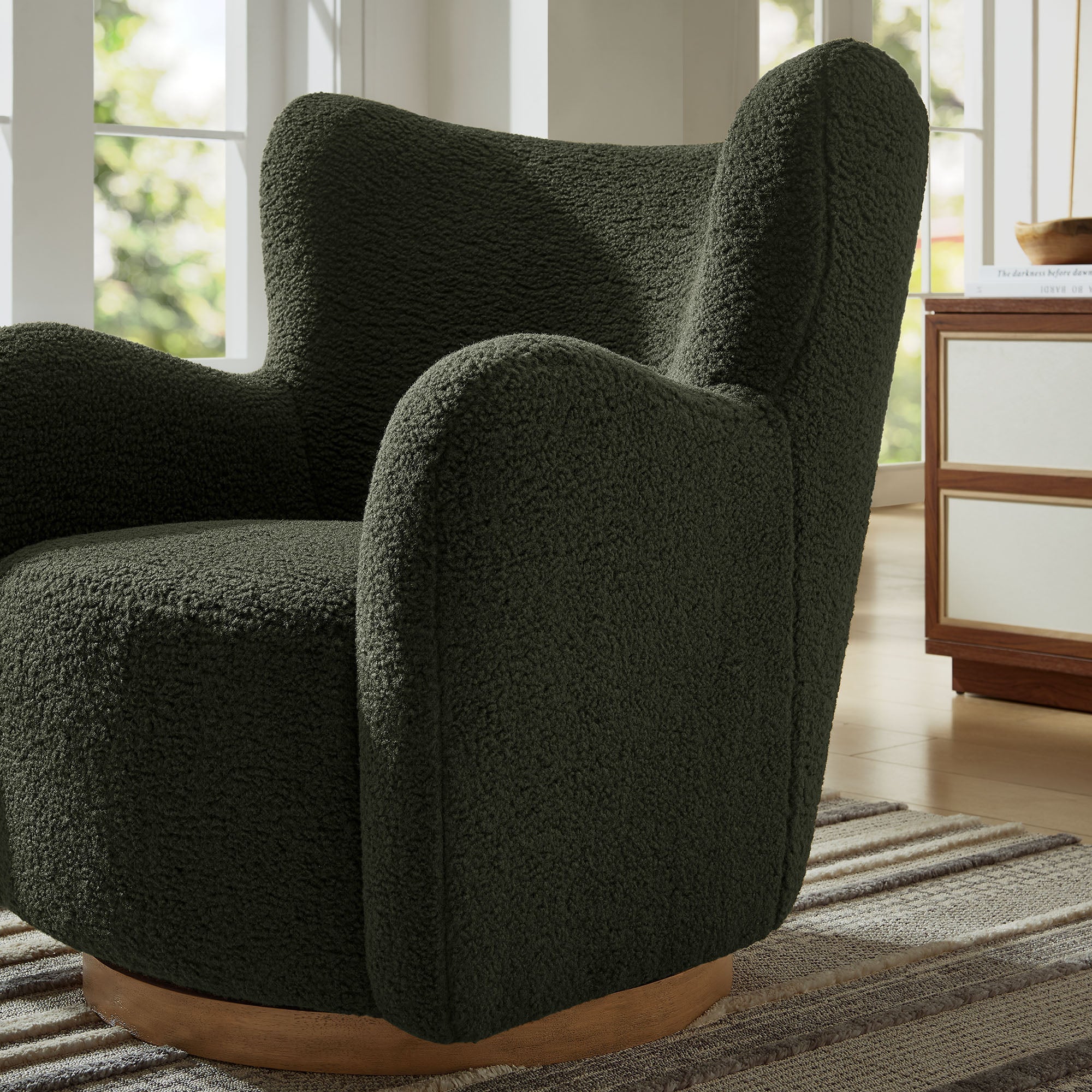 Montrose Wingback Sherpa Swivel Accent Chair by Modway