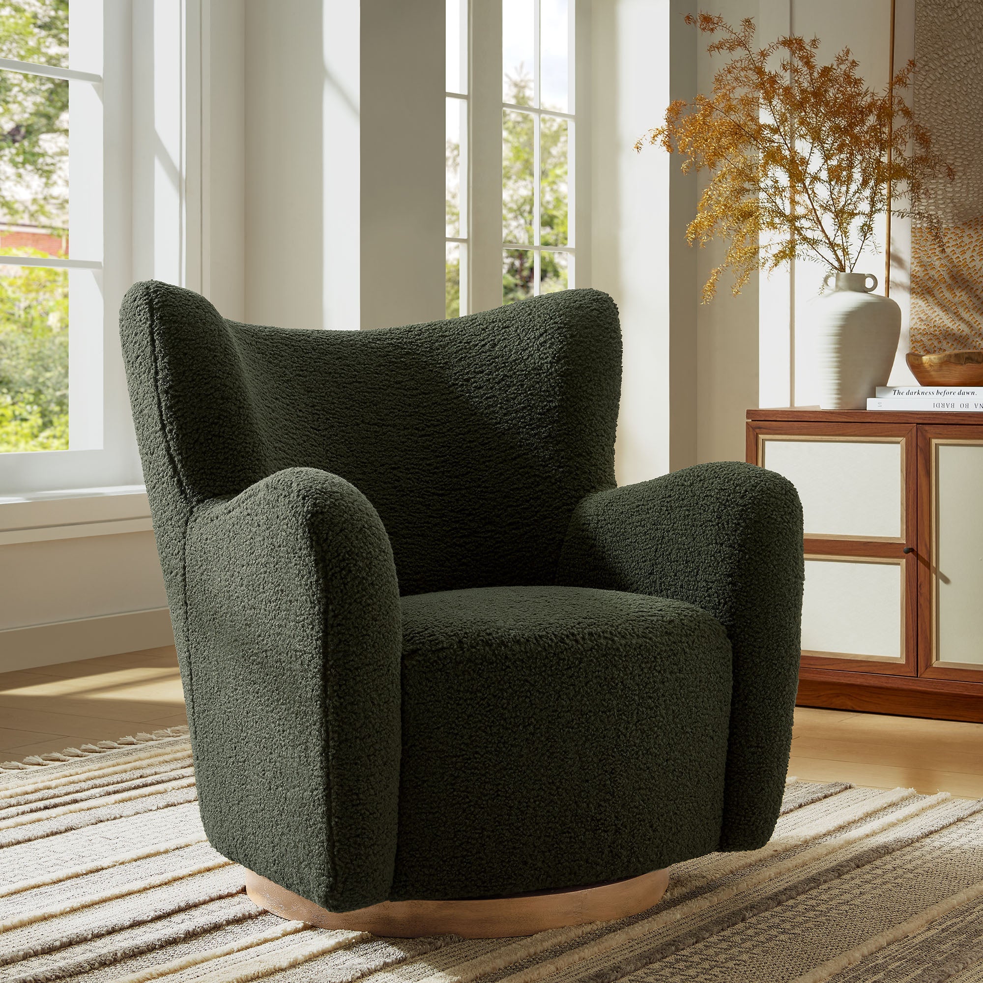 Montrose Wingback Sherpa Swivel Accent Chair by Modway