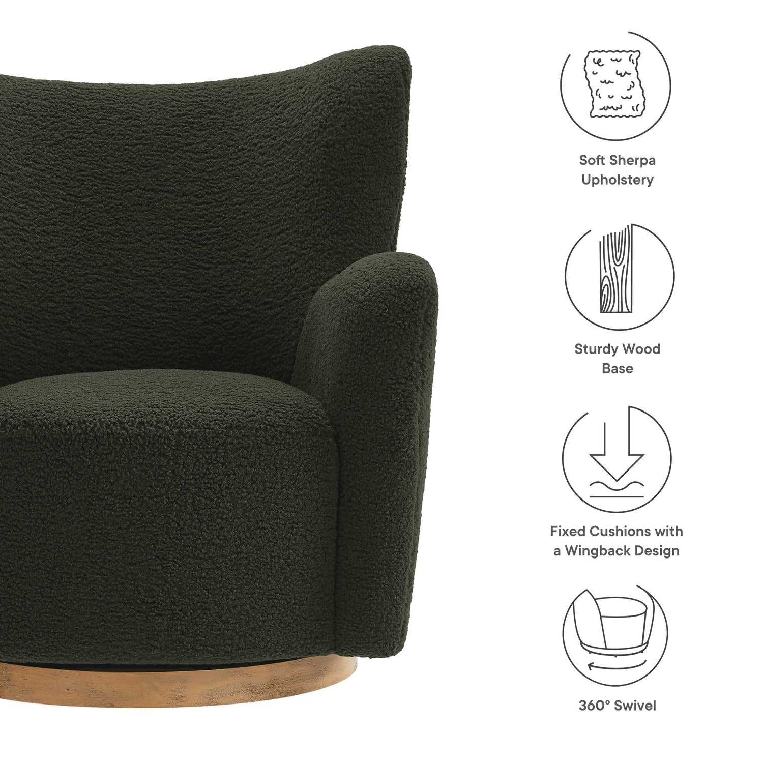 Montrose Wingback Sherpa Swivel Accent Chair by Modway