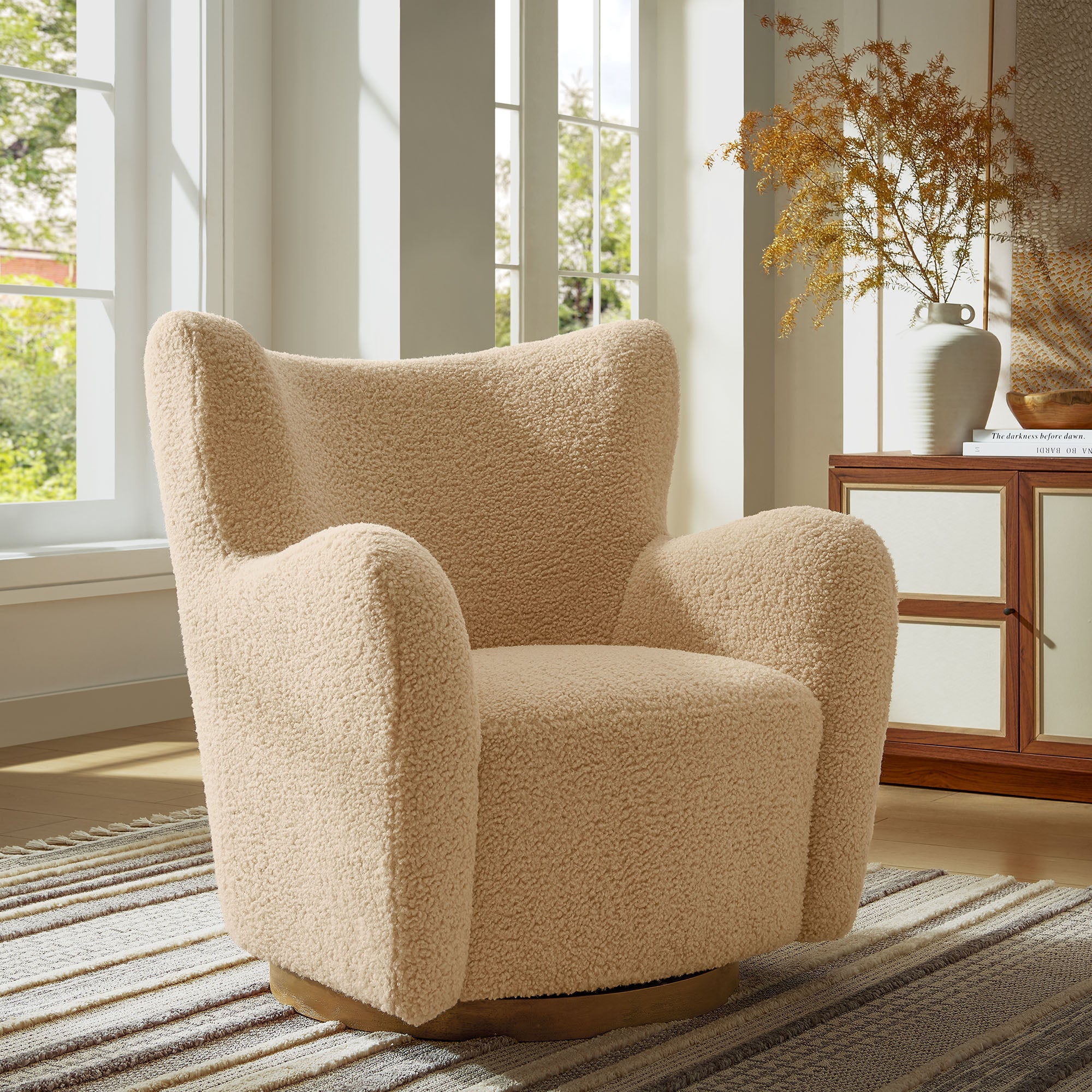 Montrose Wingback Sherpa Swivel Accent Chair by Modway