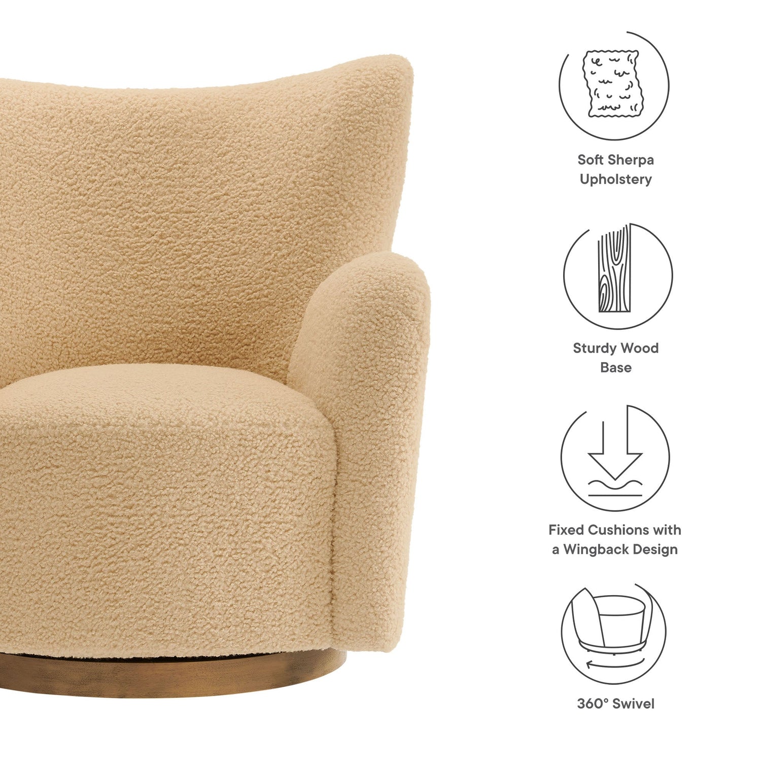 Montrose Wingback Sherpa Swivel Accent Chair by Modway